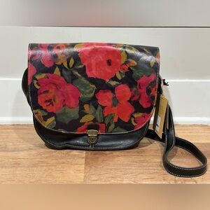 Patricia Nash Floral Black and Red Crossbody Bag